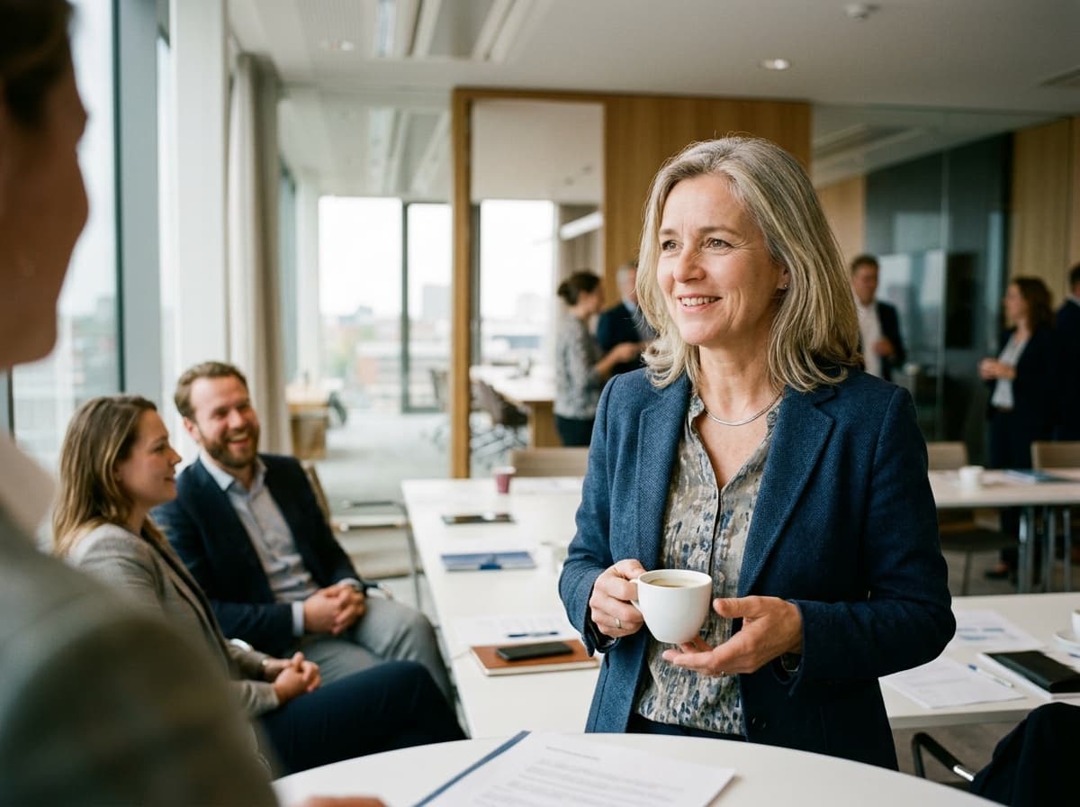 Collega's in gesprek tijdens een netwerkbijeenkomst